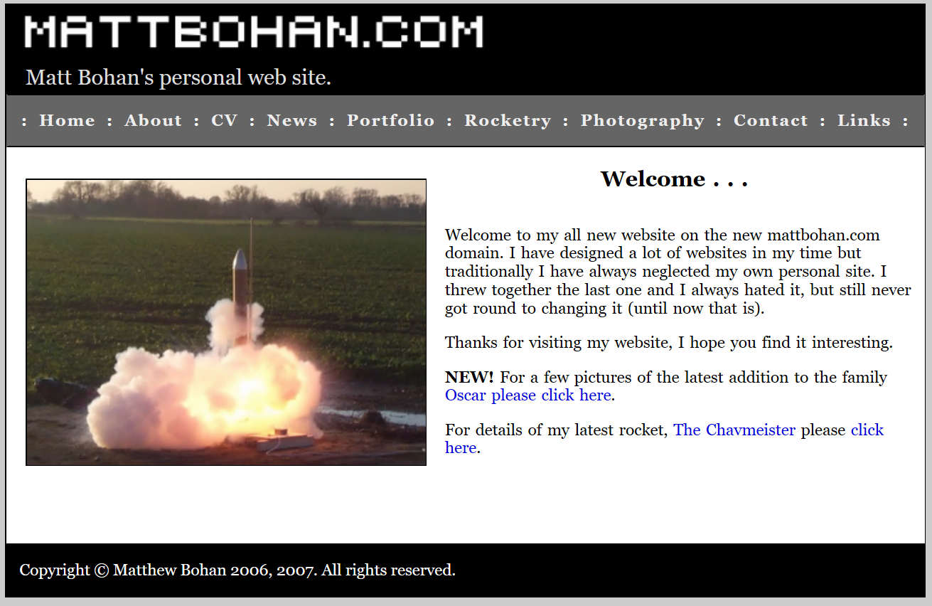 Previous version of MattBohan.com